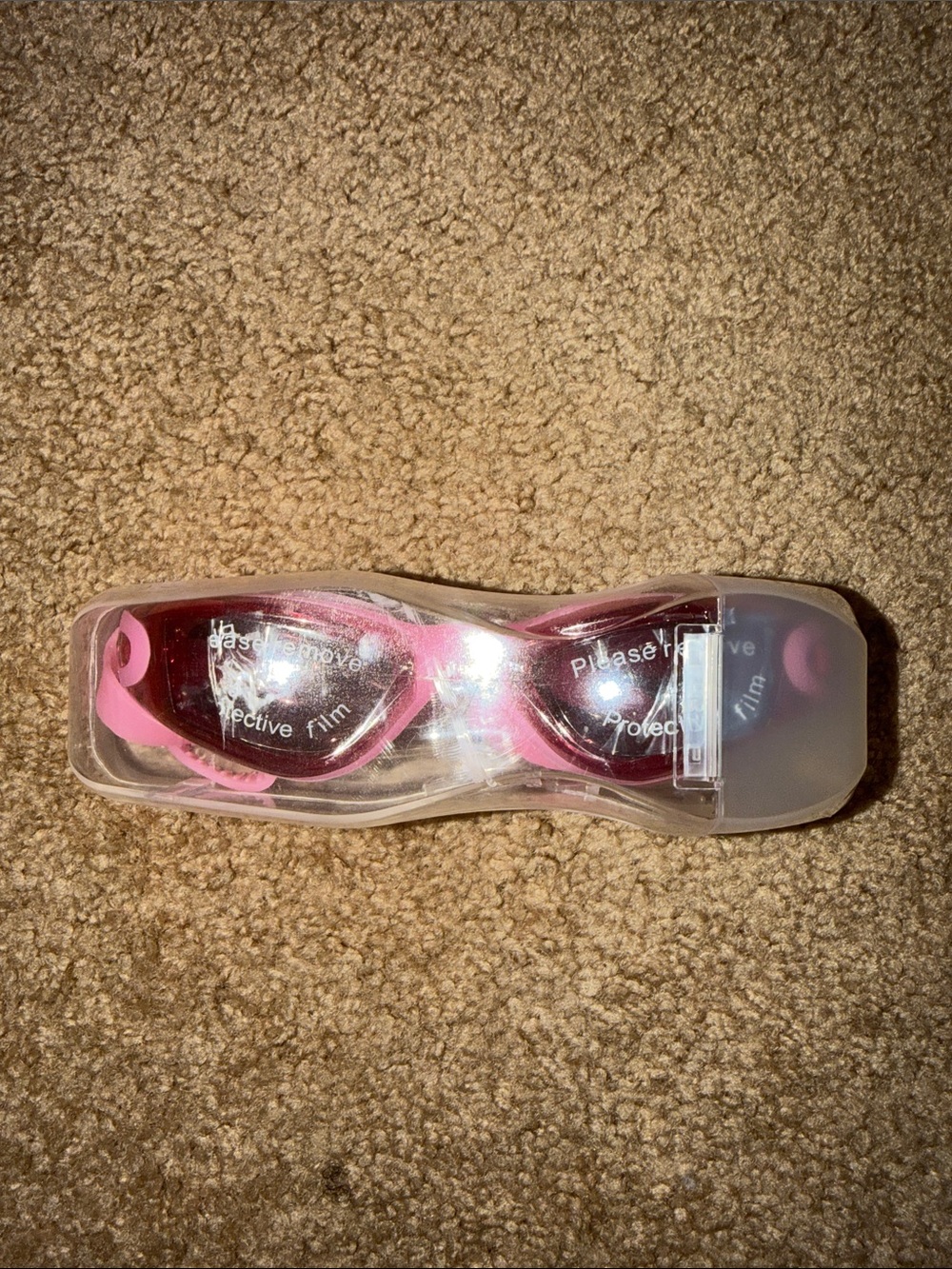 Pink Swim Goggles with Protective Case